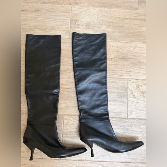 The Row Shoes - The Row Bourgeoise Leather Knee-High Boots